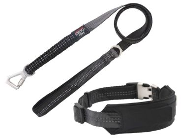 2-in-1 Reflective Dog Walking Set (Color: Black, Size: Small)