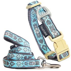 Embroidered Dog Walking Set (Color: Blue, Size: Small)