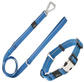 Advent Reflective 2-in-1 Dog Walking Set (Color: Blue, Size: Small)