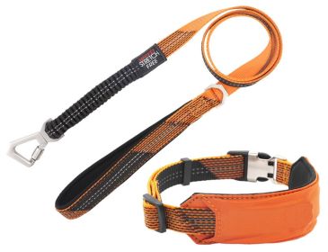2-in-1 Reflective Dog Walking Set (Color: Orange, Size: Small)
