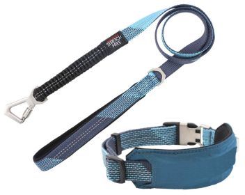 2-in-1 Reflective Dog Walking Set (Color: Blue, Size: Small)