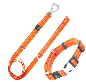 Advent Reflective 2-in-1 Dog Walking Set (Color: Orange, Size: Small)