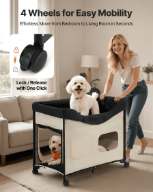 Raised Dog Cots with Wheels (Size: Large)