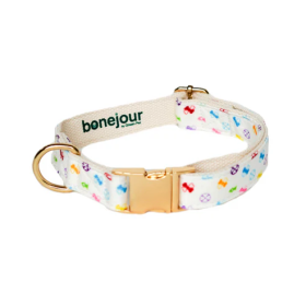 Bonejour Flat Dog Collars (Color: White, Size: Petite)