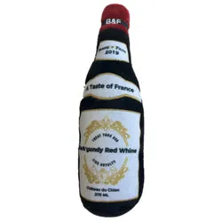 Wine Bottle Squeaky Dog Plush Toy (Size: Small)