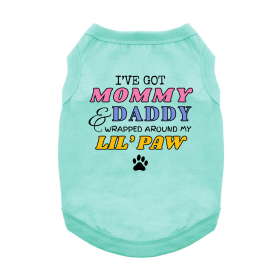 Wrapped Around My Lil Paw Dog Shirt - Teal (Size: X-Small)